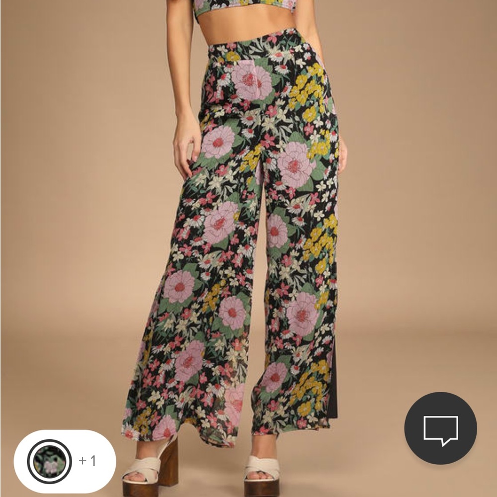 Wide leg flower pants